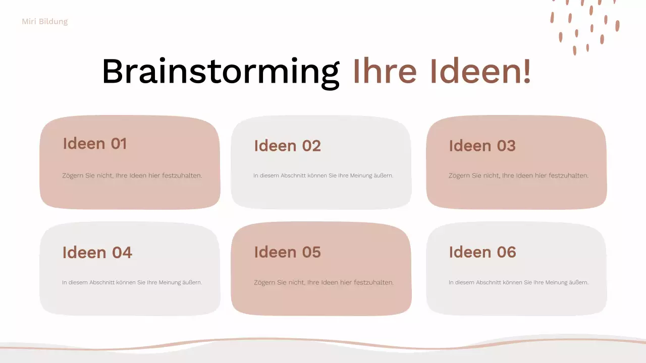 Braunes und rosafarbenes Bio-Brainstorming Layout-Leitfaden