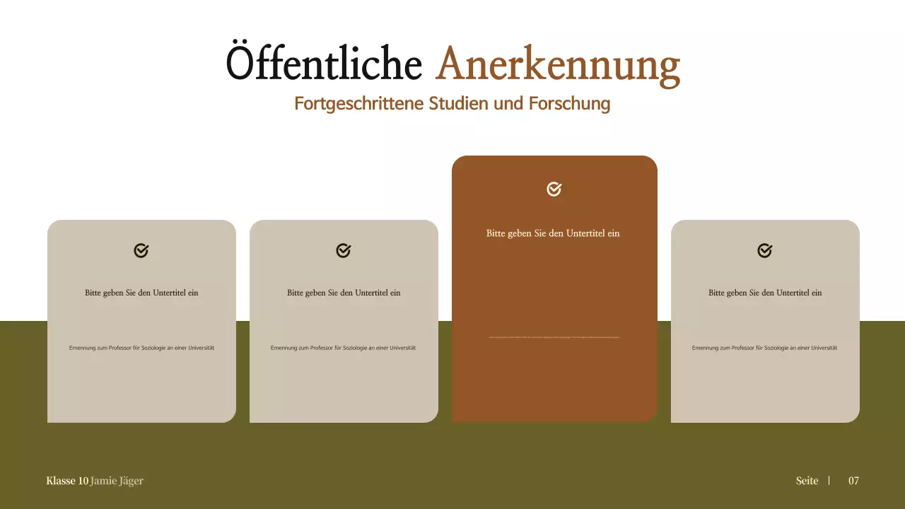 beige klassische Biographie für die Schulankündigung