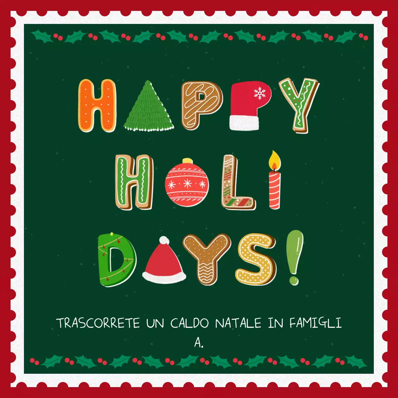 Cartolina natalizia rossa d'epoca