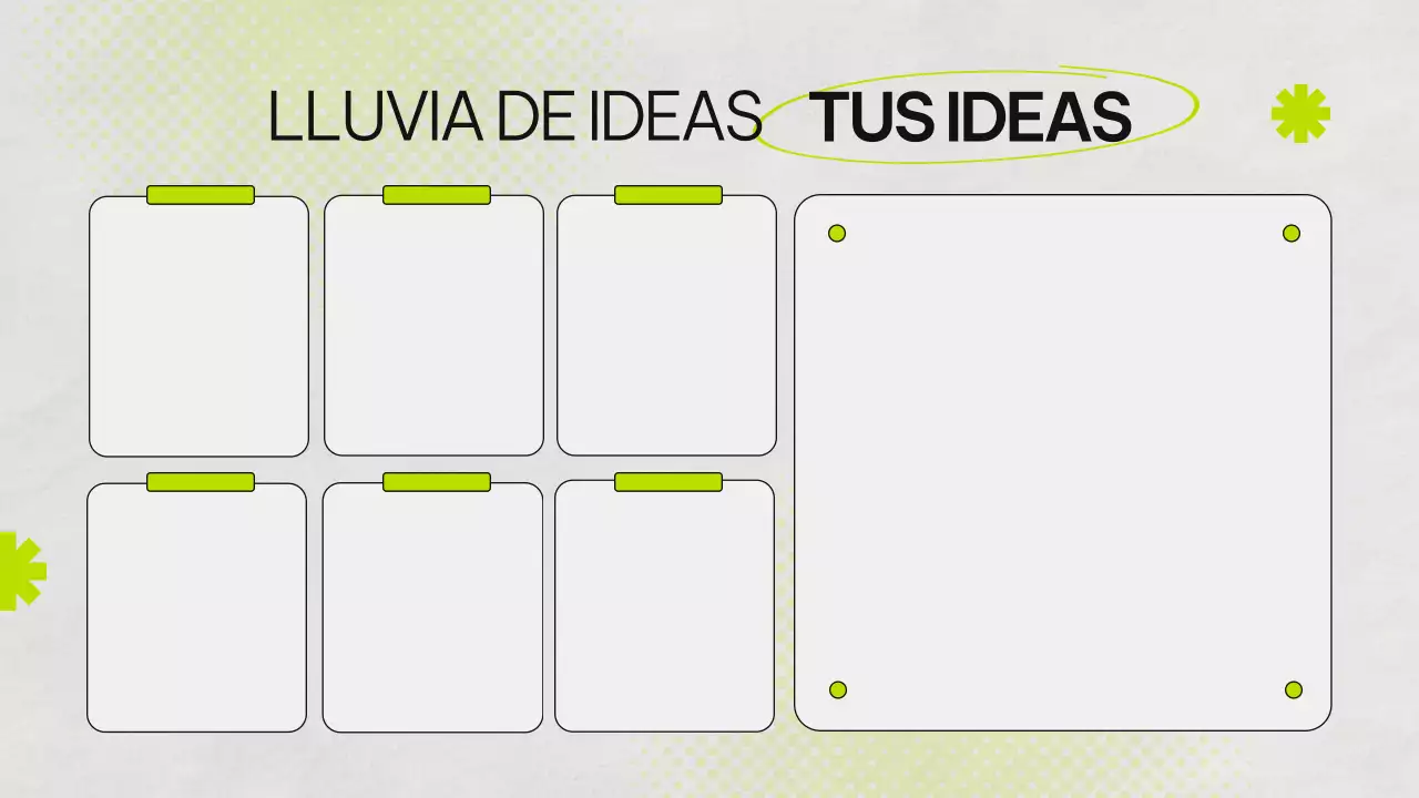 Presentación infográfica de la tormenta de ideas verde y gris