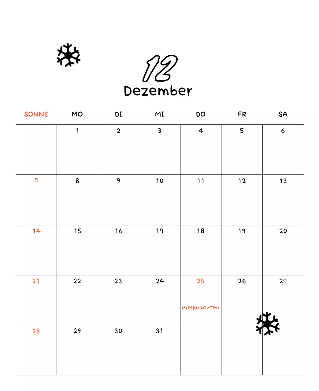 Bezaubernder Neujahrskalender
