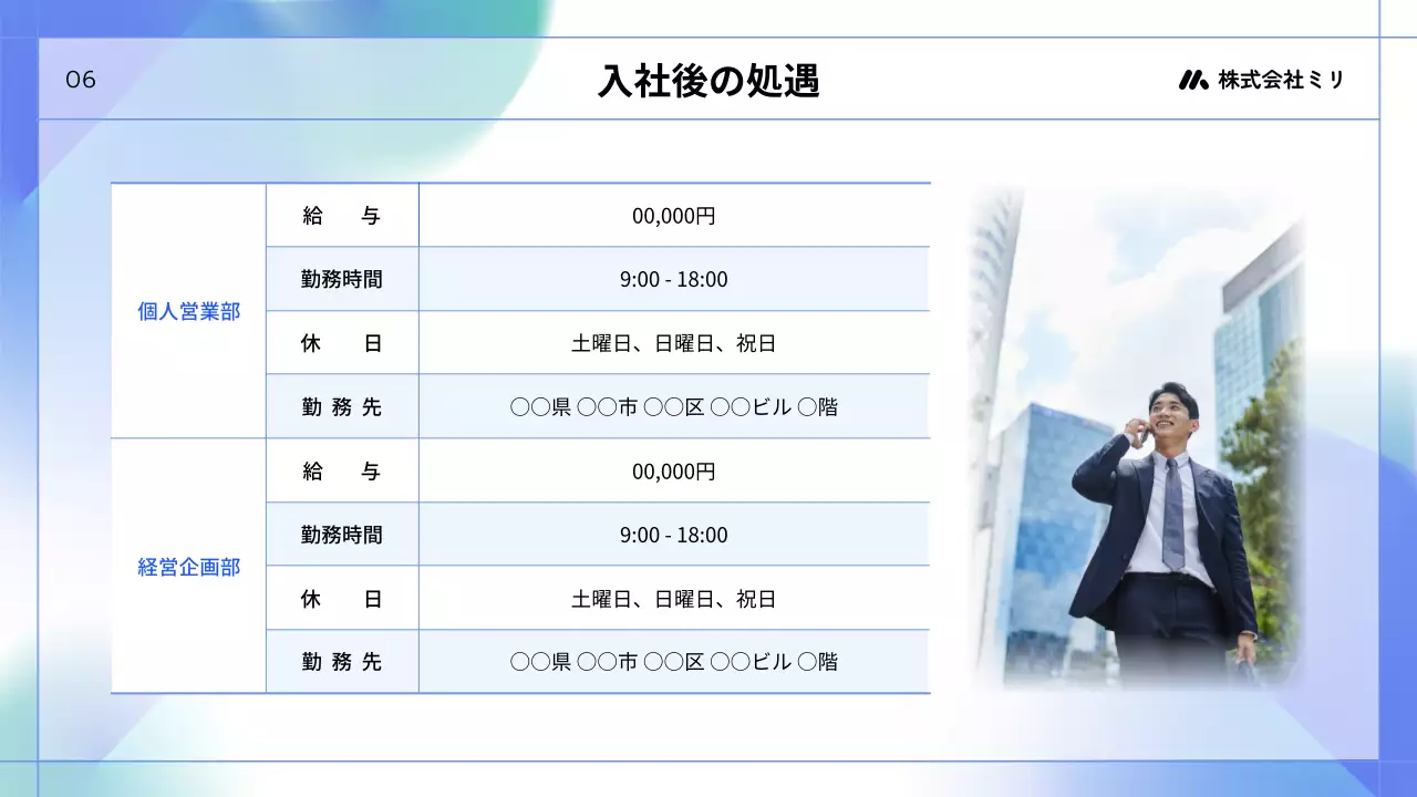 青 モダン 採用 プレゼンテーション