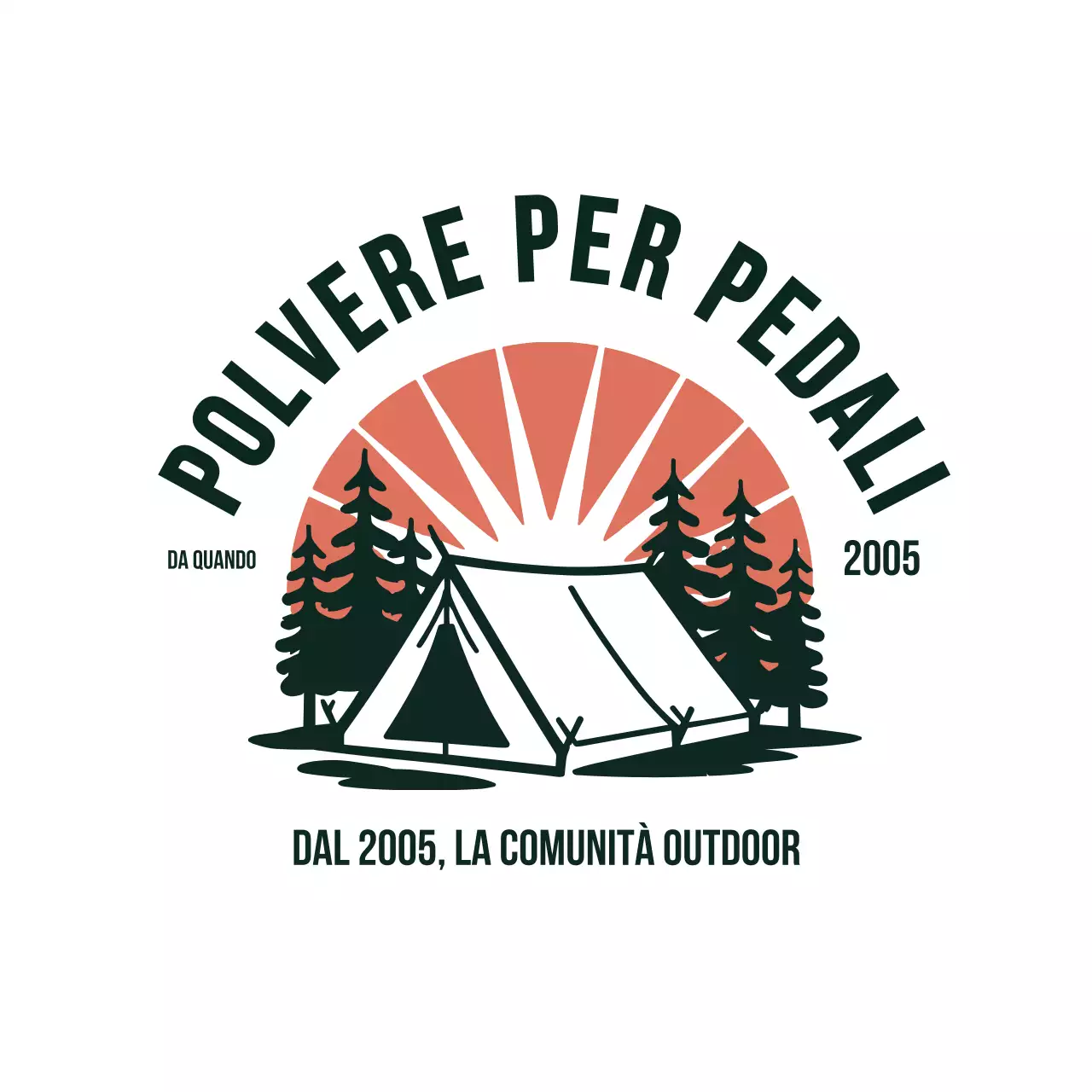 Logo arancione del campeggio rustico