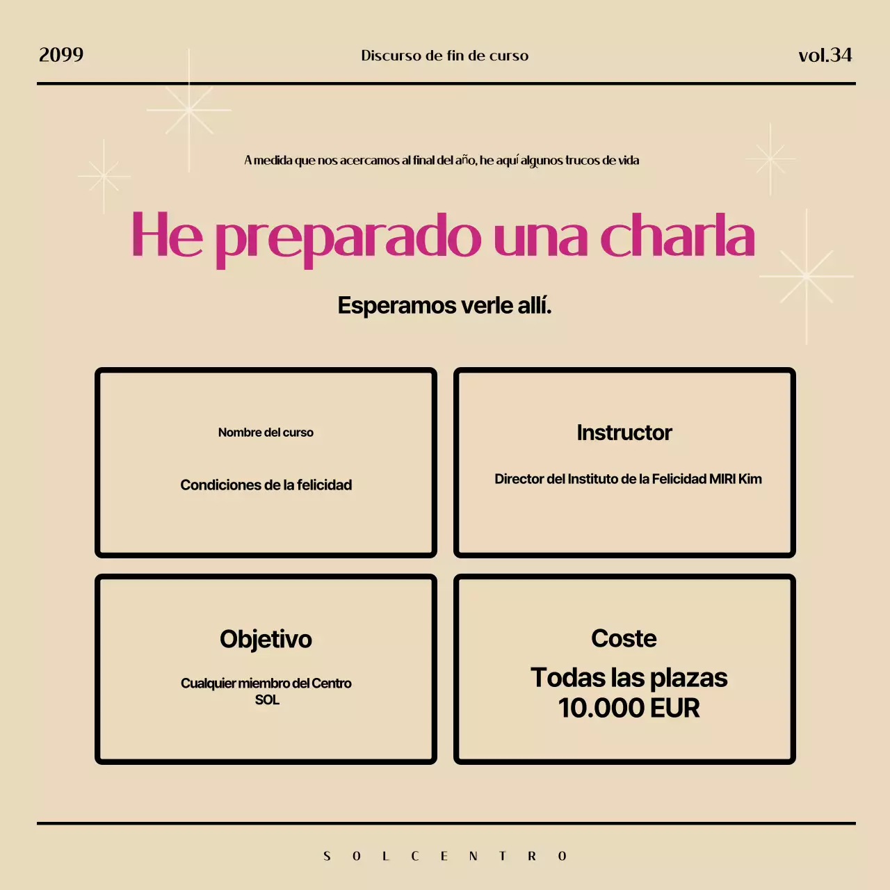 Promueva un moderno especial de Nochevieja en beige y rosa