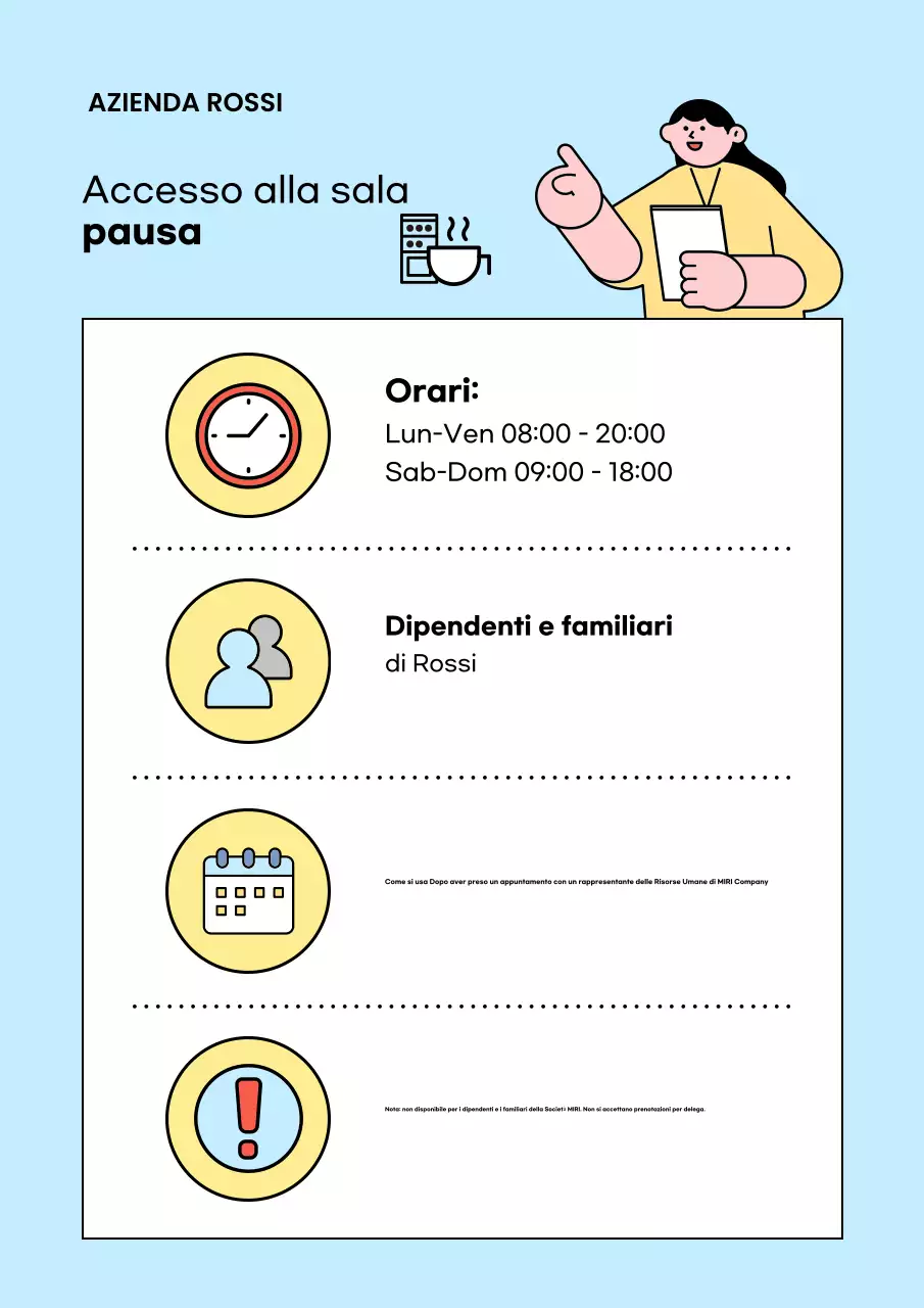 Guida alla sala relax aziendale pulita e di colore azzurro