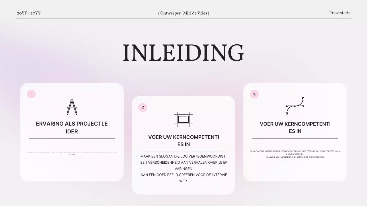 Een eenvoudige portfolio met kleurverloop in roze
