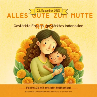 Einladung zum Muttertag mit gelben Blumen