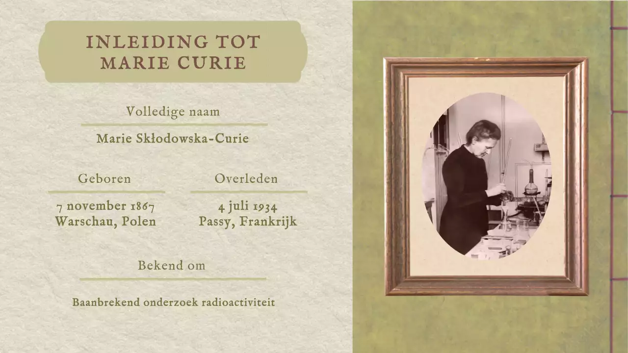 Klassieke Marie Curie Geschiedenis Presentatie