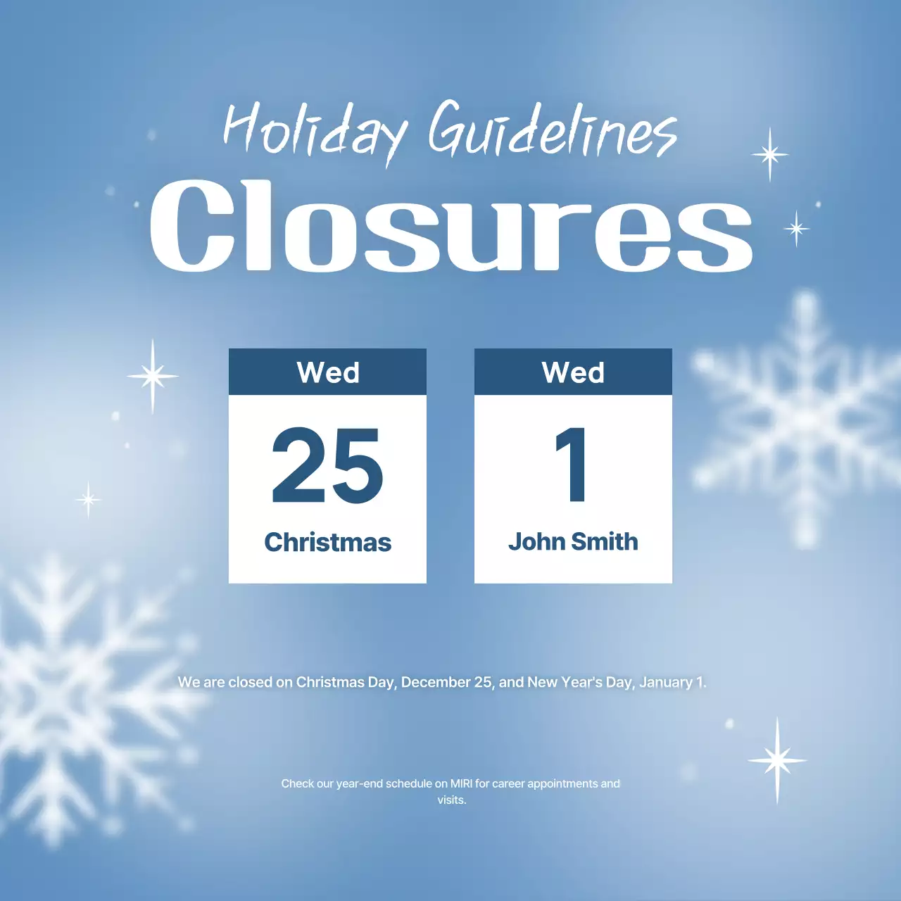 Anúncio de feriado moderno azul na mídia social