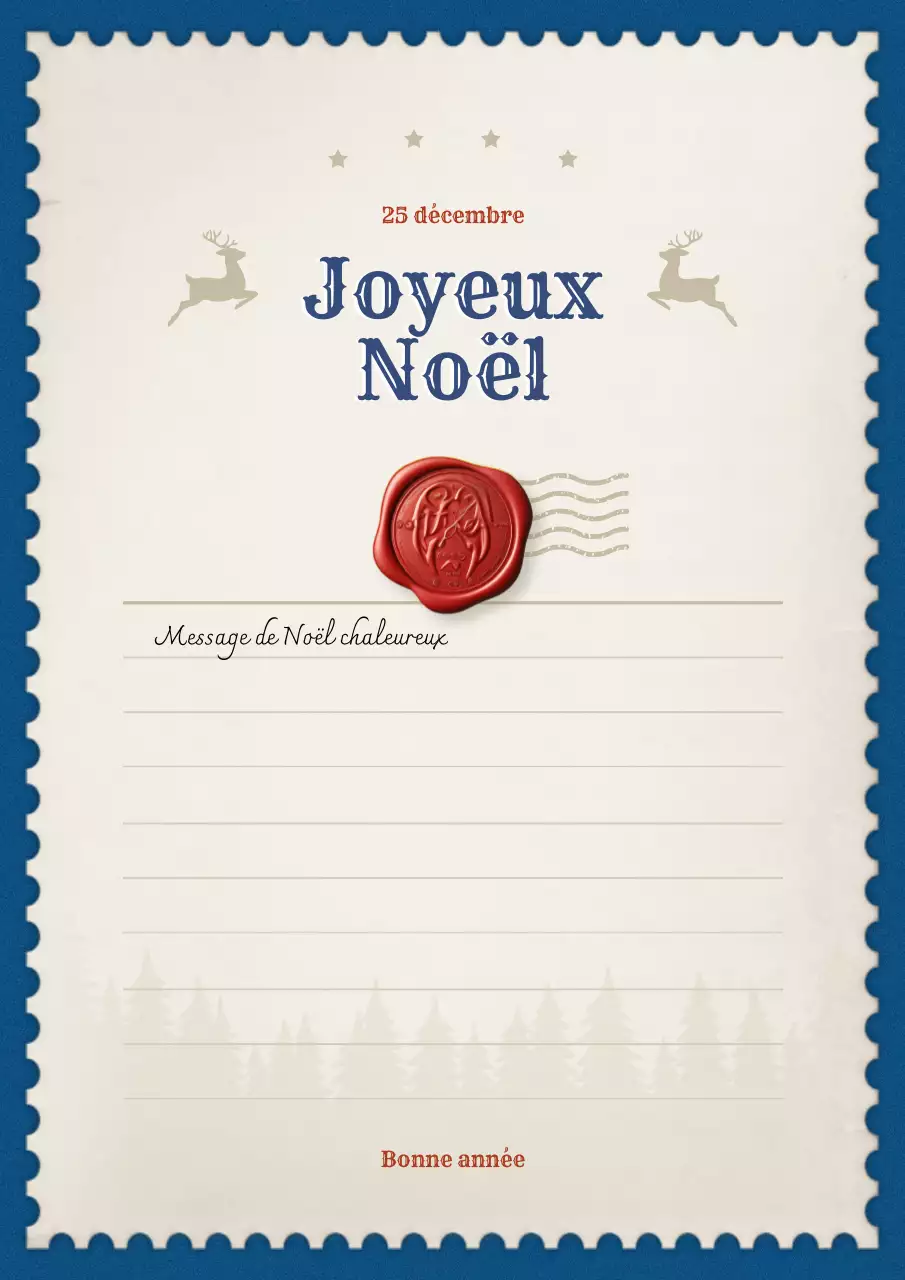 lettre de noël vintage bleue