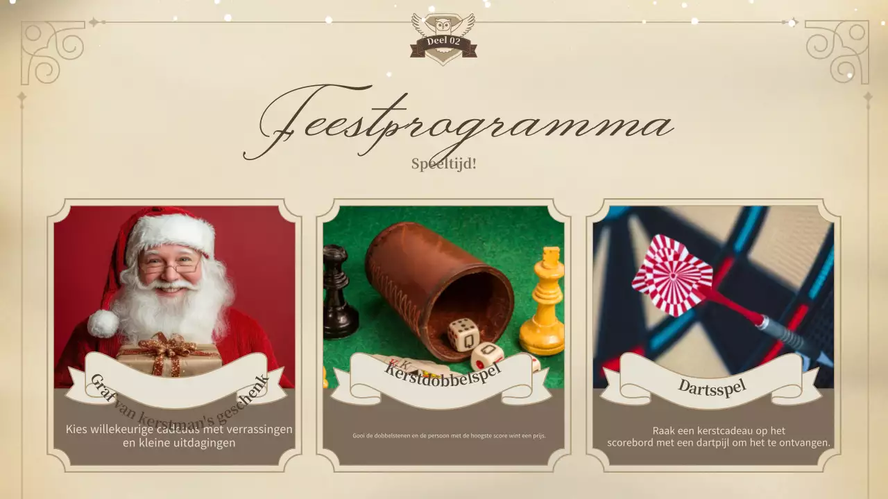 beige klassieke kerstuitnodiging