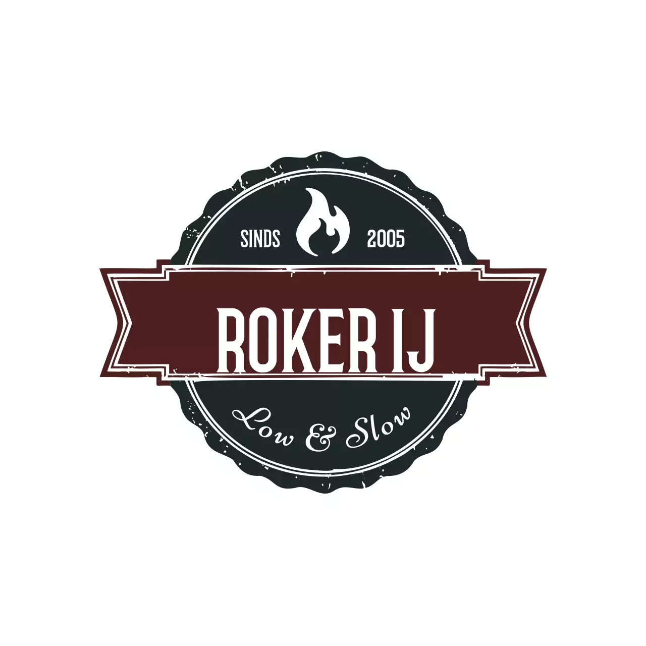 maroon vintage smoke shack embleem logo