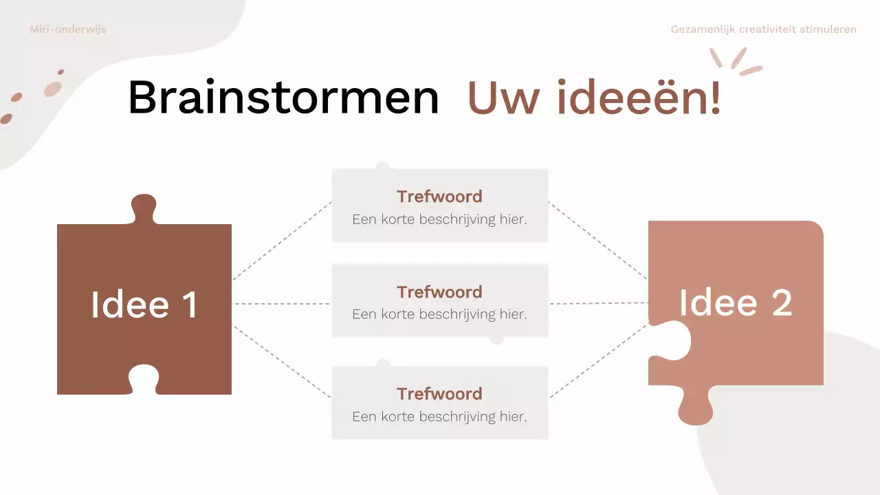 bruin en roze organische brainstorm layout gids
