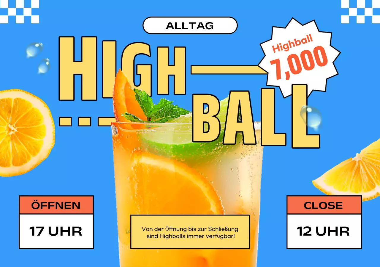 Blue Pop Highball Anzeige