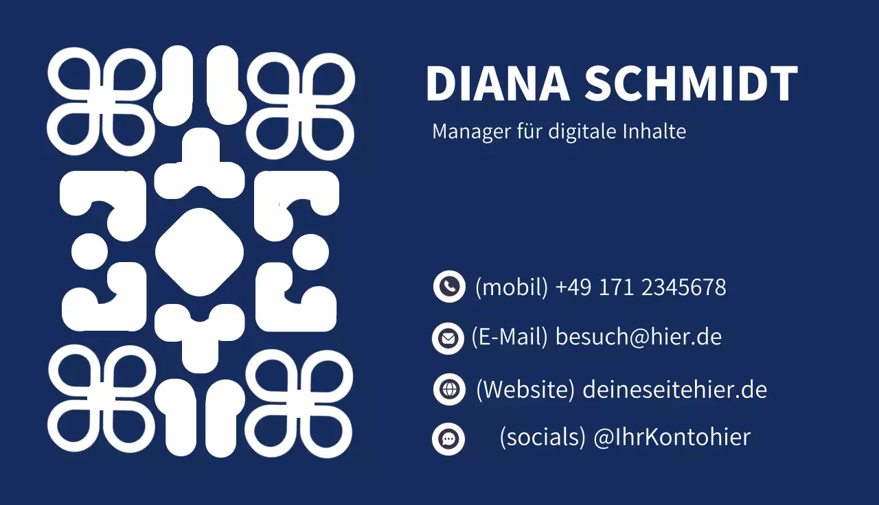 persönliche Visitenkarte Digital Content Manager
