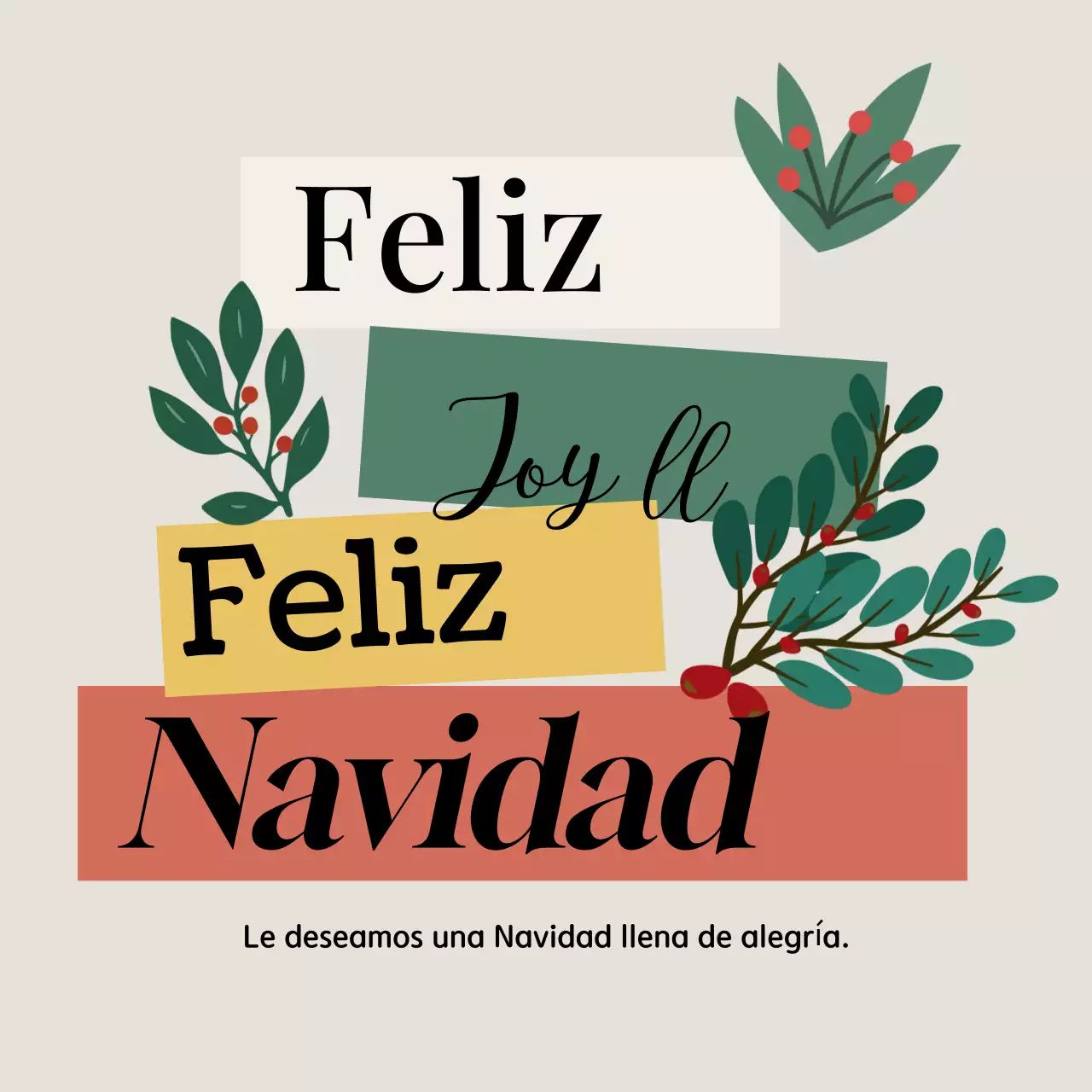 Tarjeta de Navidad acogedora en color beige