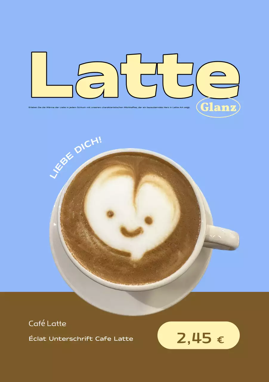 Hellblaue moderne Kaffeewerbung
