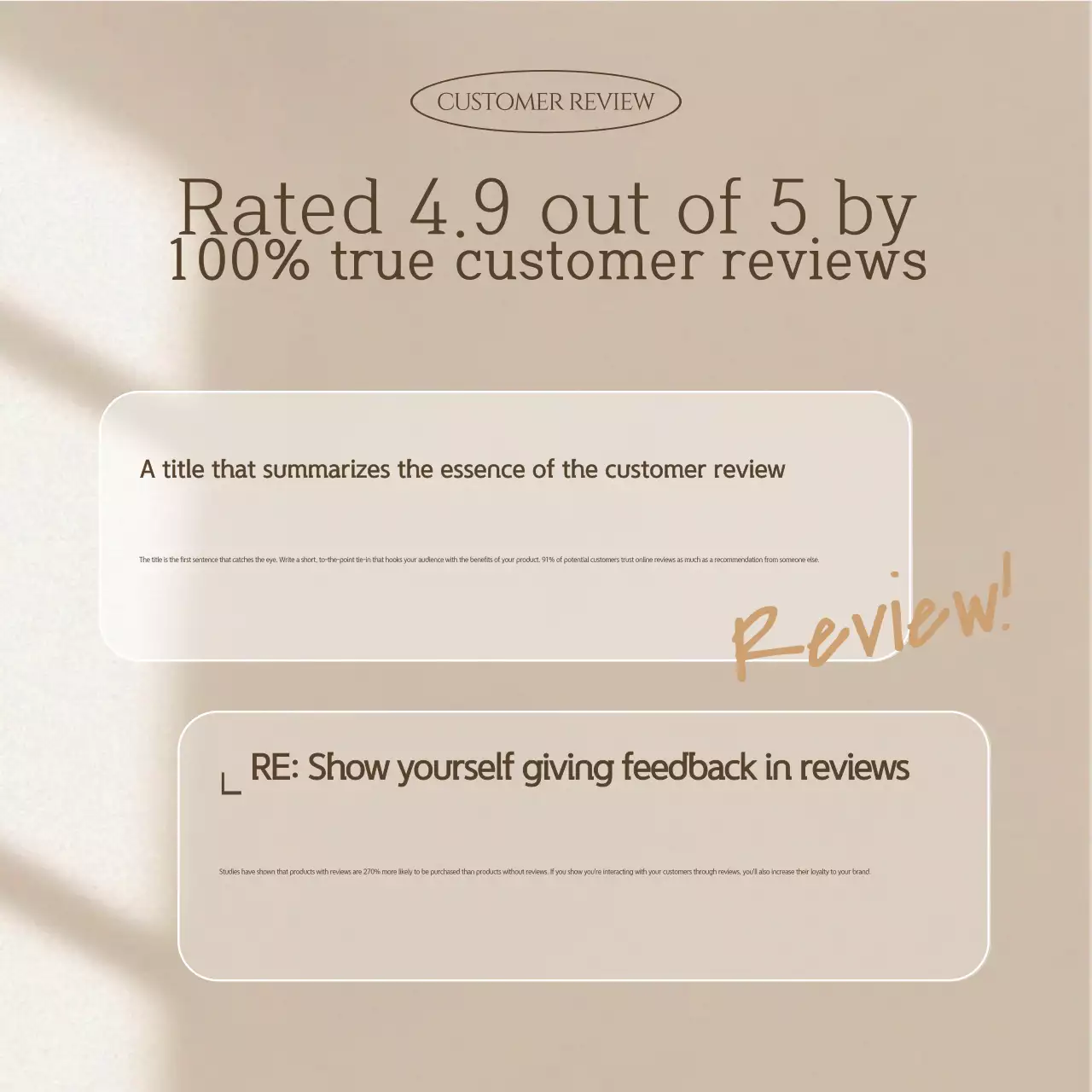 Promoção de revisão mínima bege Instagram Carousel