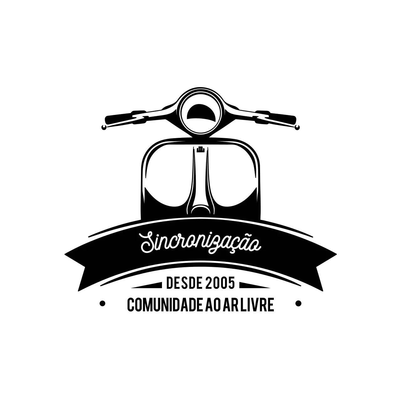 logótipo preto de scooter vintage