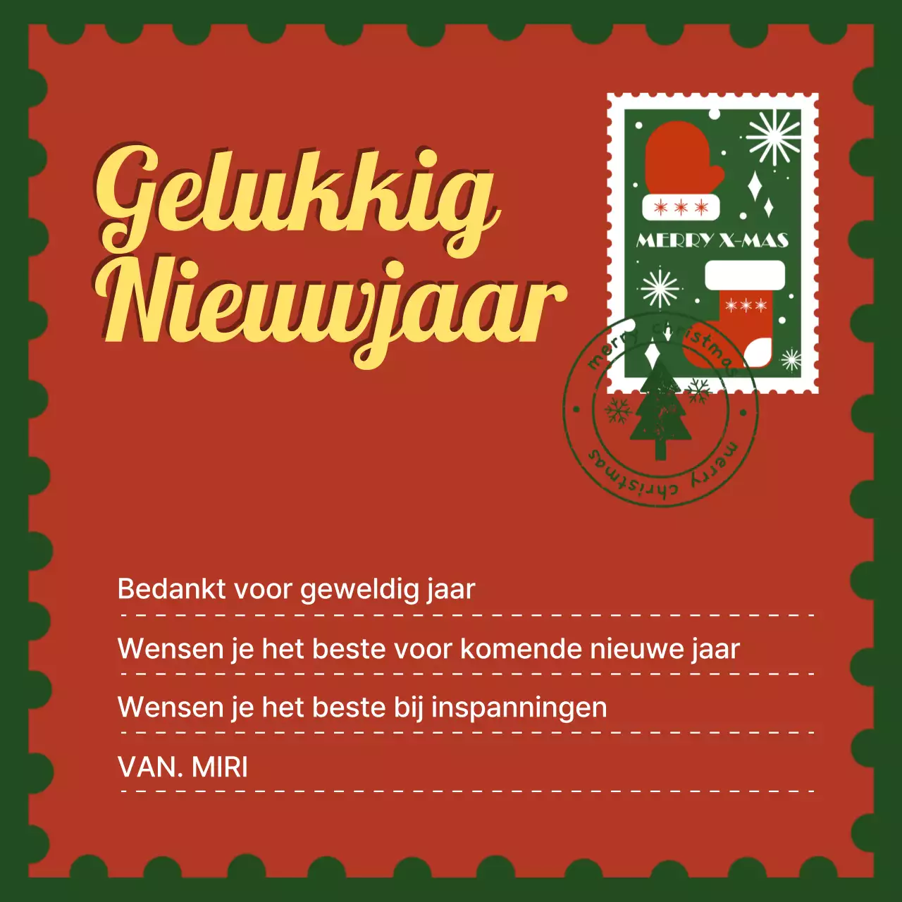 Rode Vintage Nieuwjaarskaart