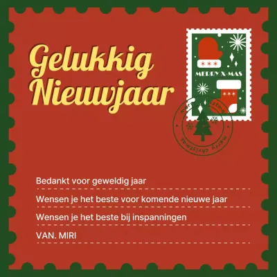 Rode Vintage Nieuwjaarskaart