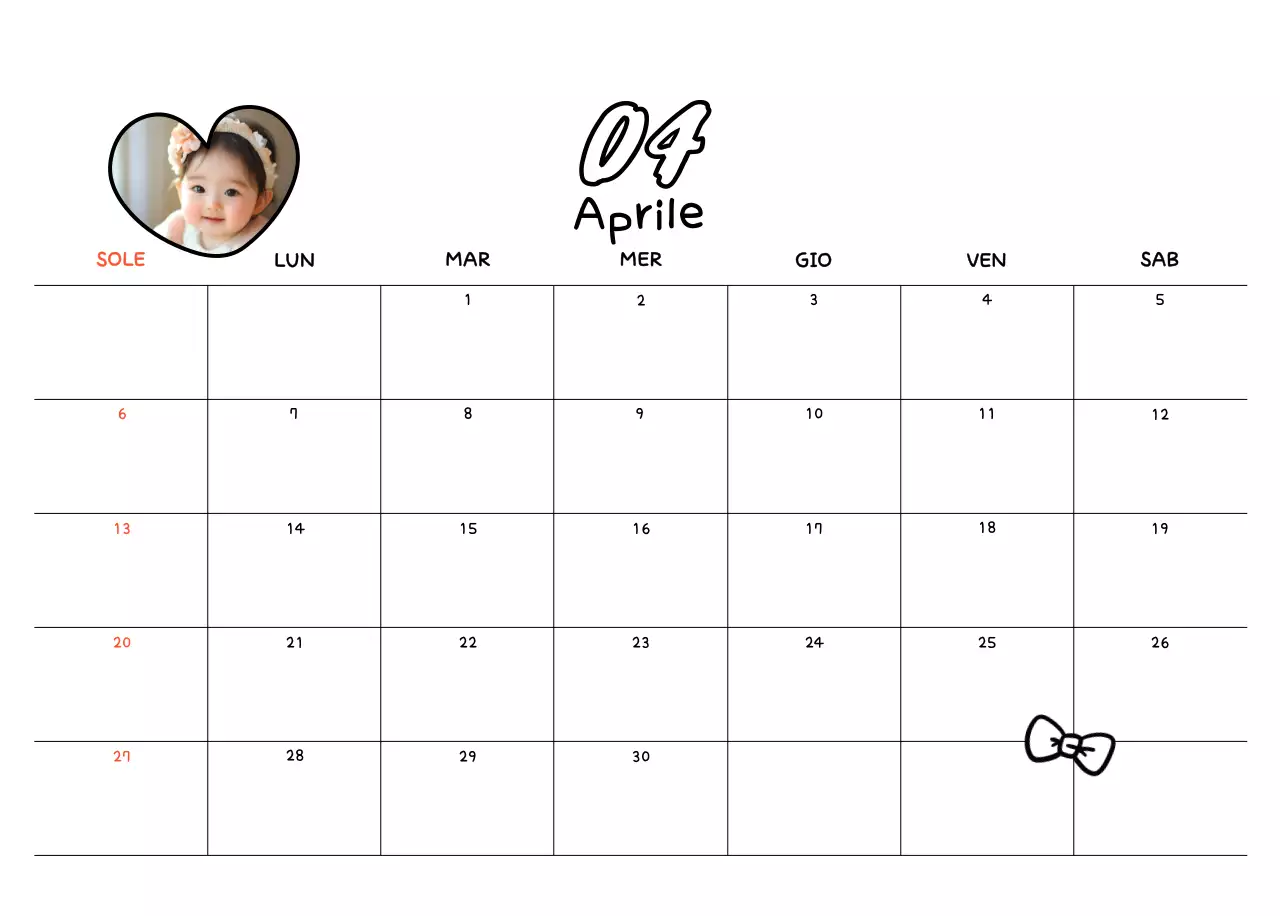 Calendario fotografico di Capodanno