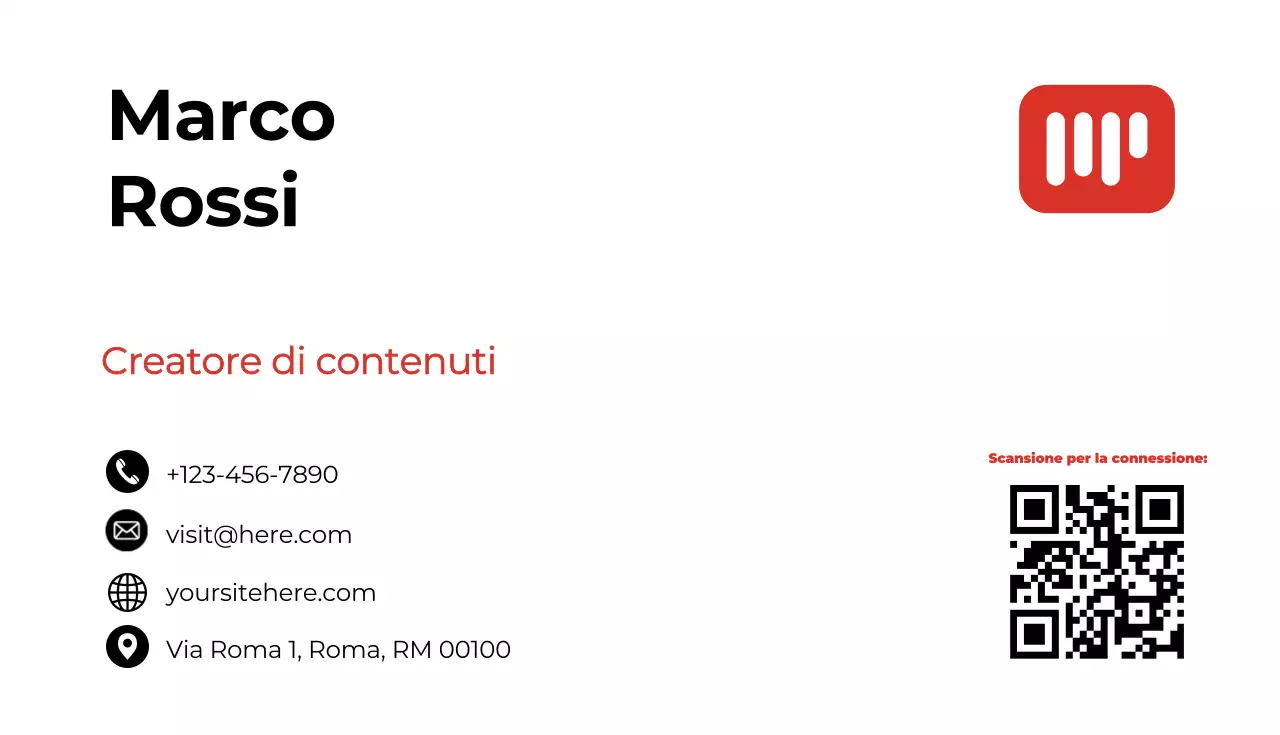 biglietto da visita moderno rosso