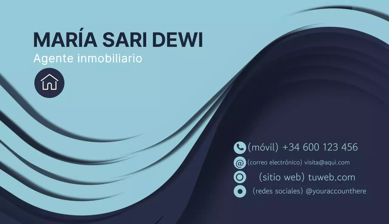 tarjeta de visita inmobiliaria moderna azul