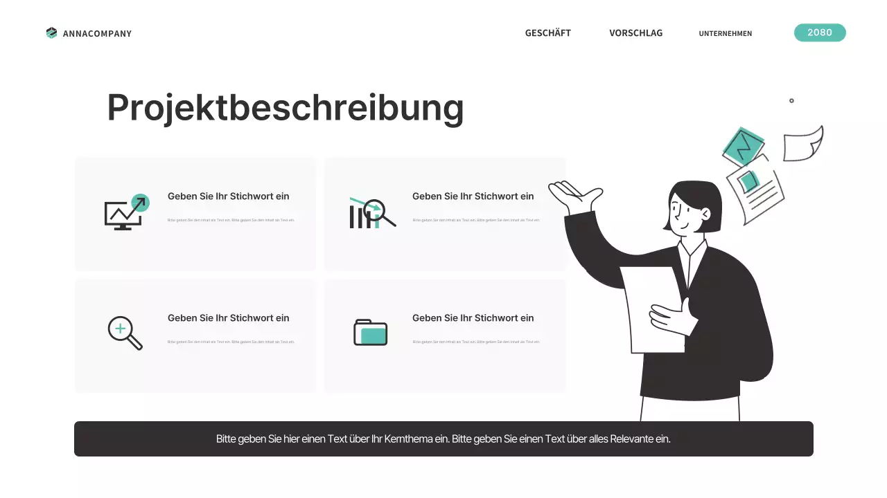 Ein einfacher, mintfarbener Geschäftsplan