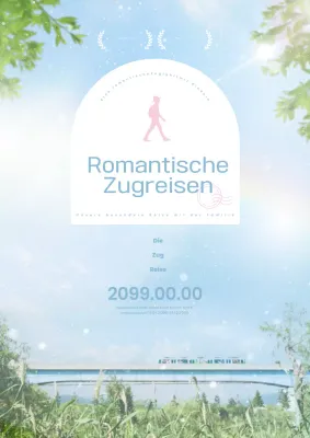 Hellblaue einfache Reiseanzeige