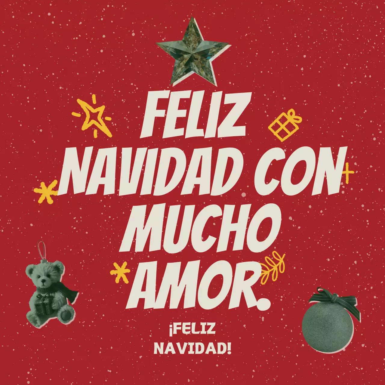 Felicitación navideña retro roja