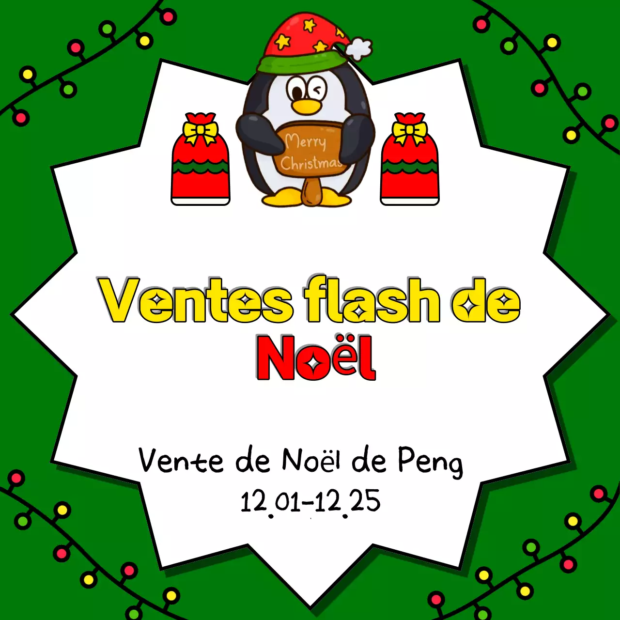Annoncez votre événement de Noël en rouge et vert avec cette jolie publicité pour un événement de Noël.