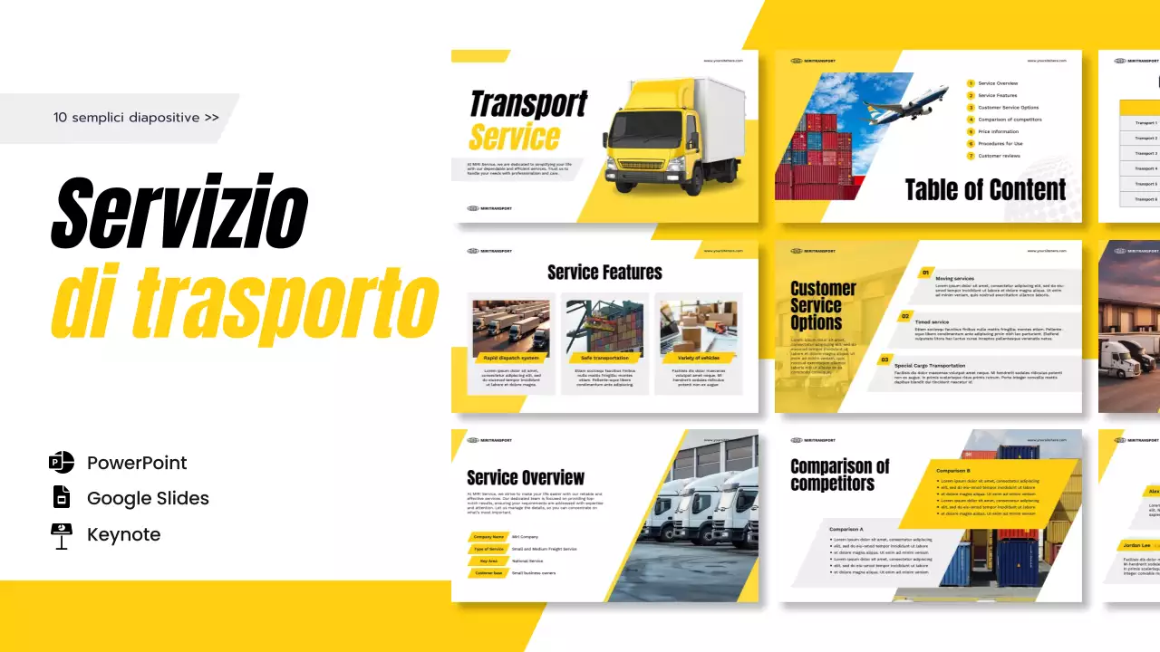 presentazione del trasporto moderno giallo