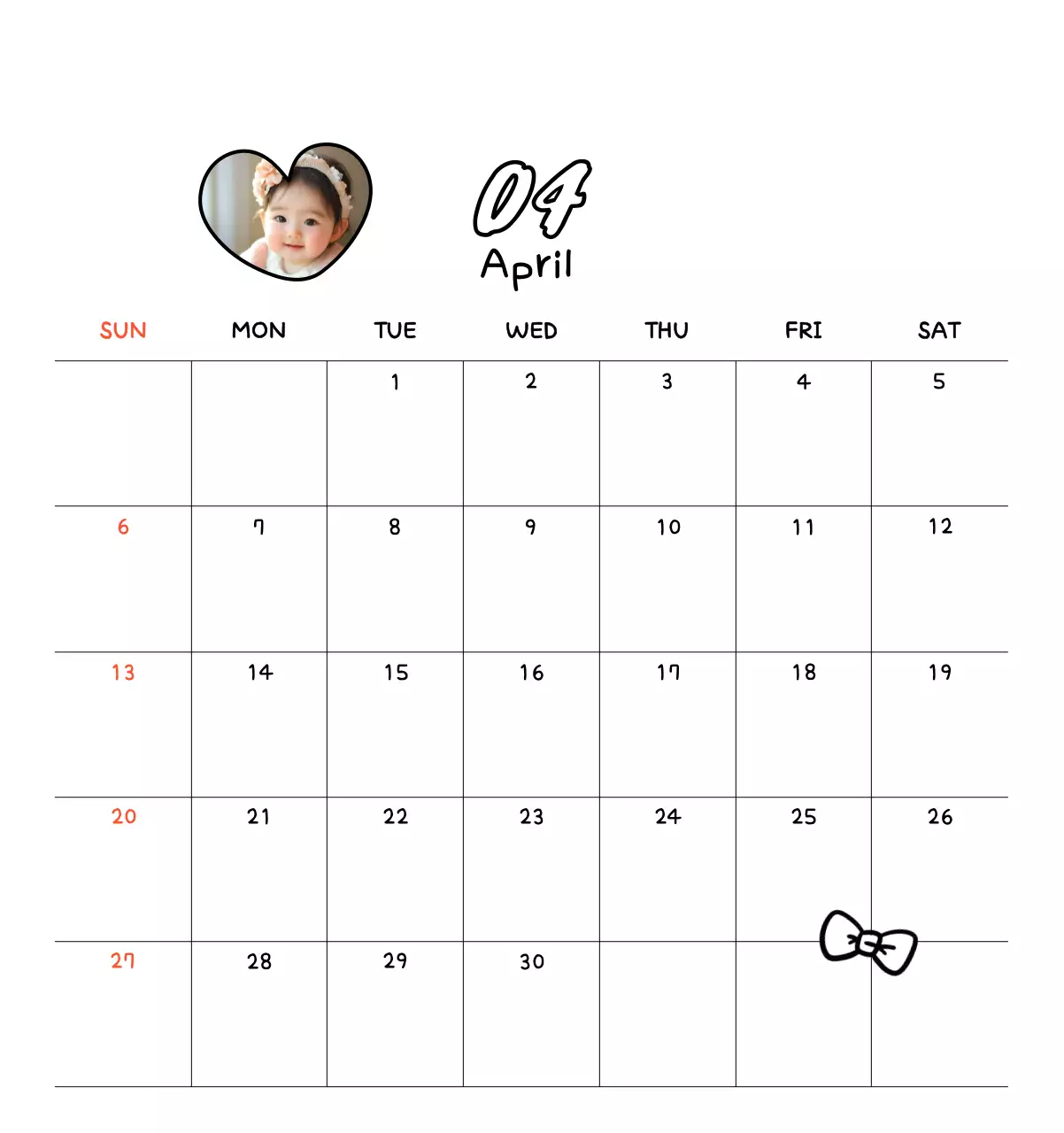 Kalender foto Tahun Baru yang lucu