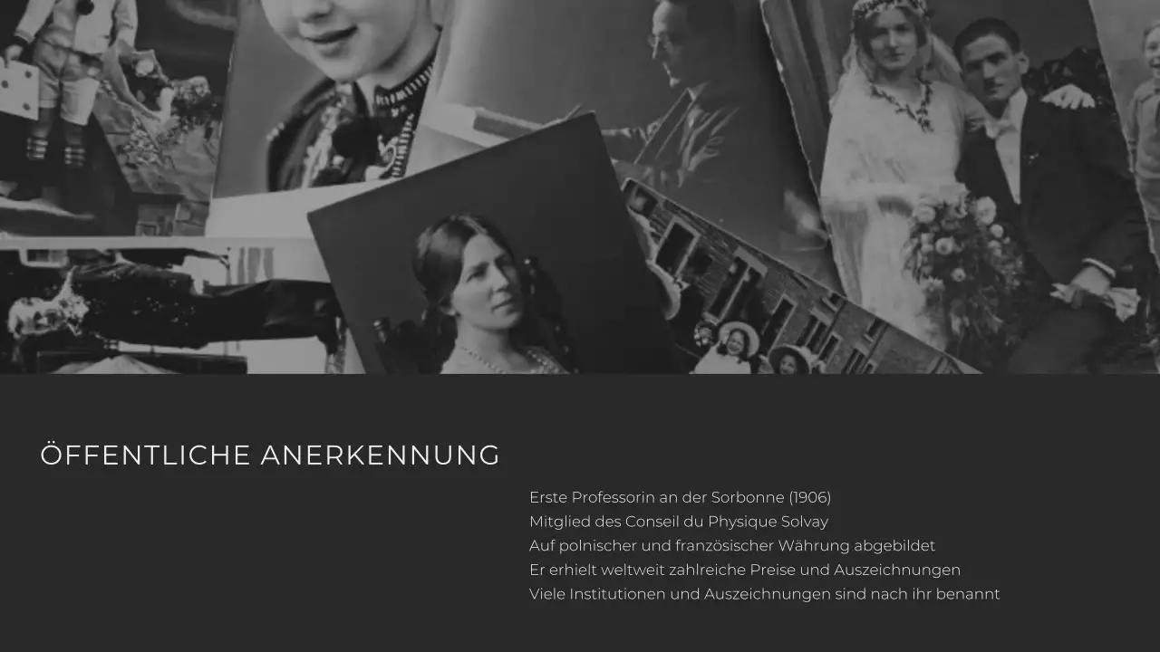 Moderner Minimalist Erkundung des Lebens von Marie Curie Präsentation