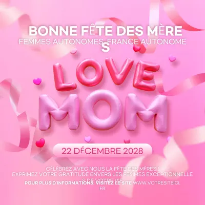 faire-part de fête des mères moderne et rose