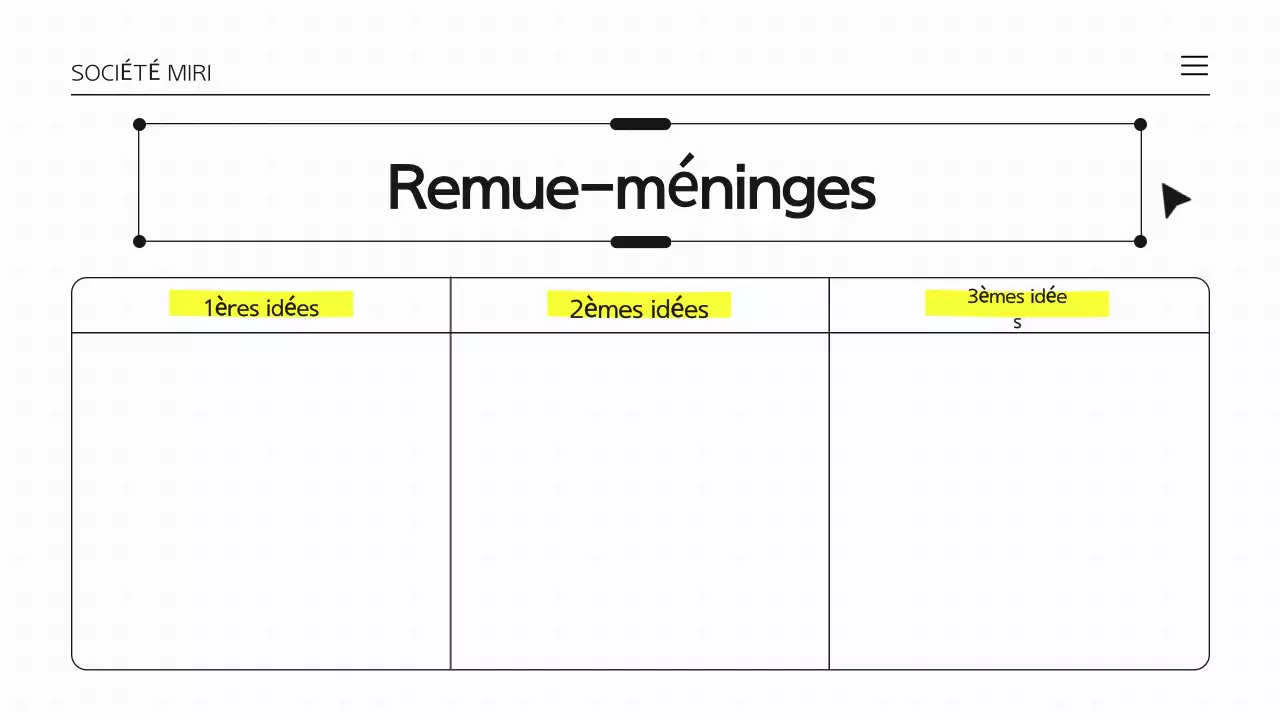 Présentation infographique sur le brainstorming en violet et blanc