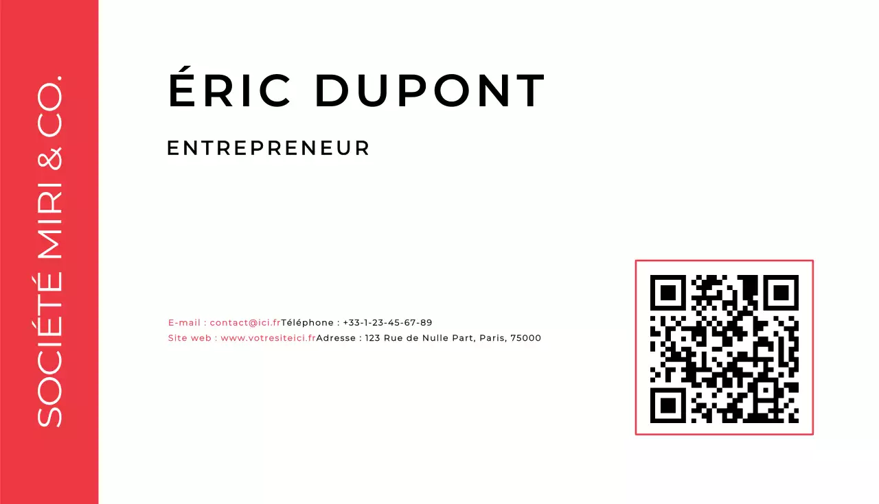 carte de visite moderne rouge