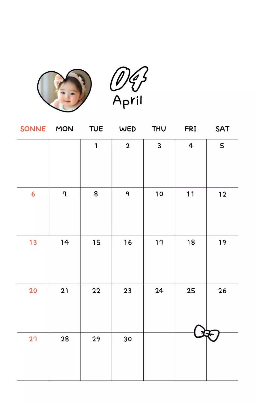 Niedlicher Neujahrs-Fotokalender