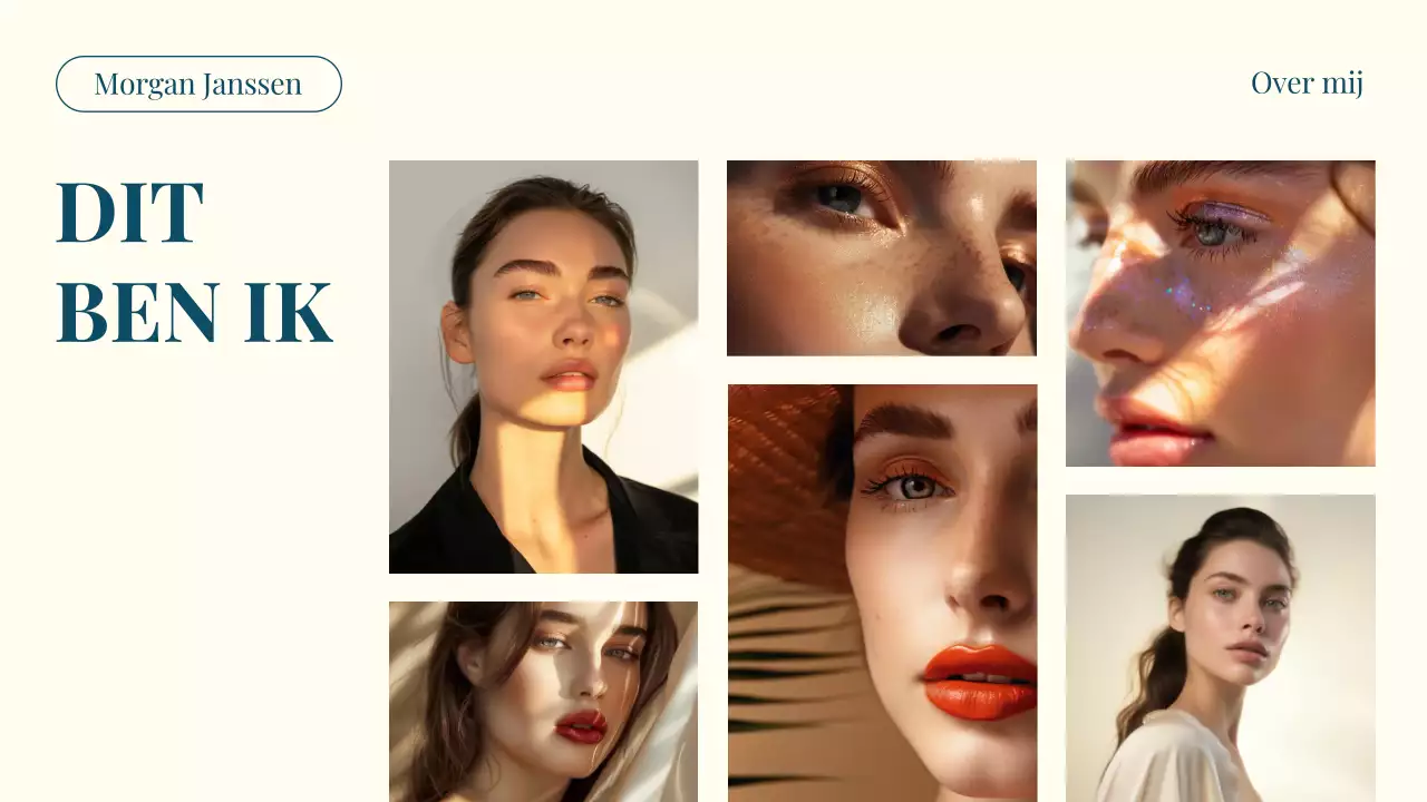 Teal en Beige Modern Over mij Introductie