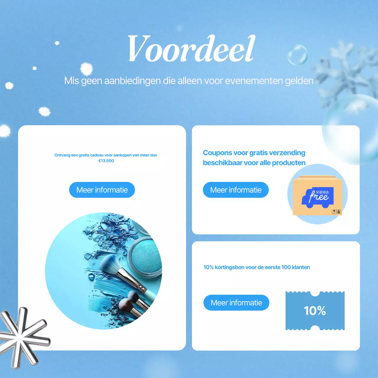 Een lichtblauwe, winterse merkreclame