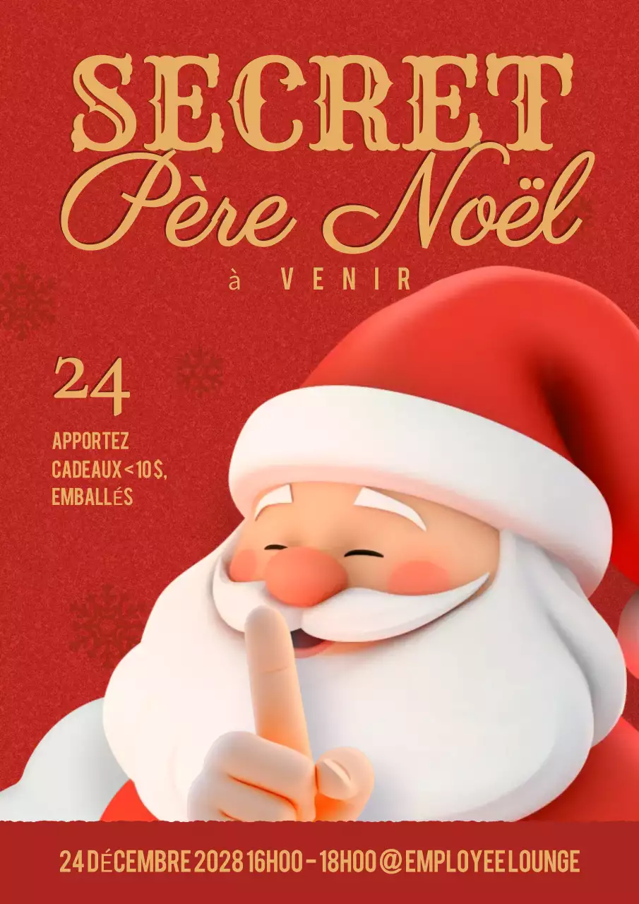 annonce du père Noël secret classique rouge