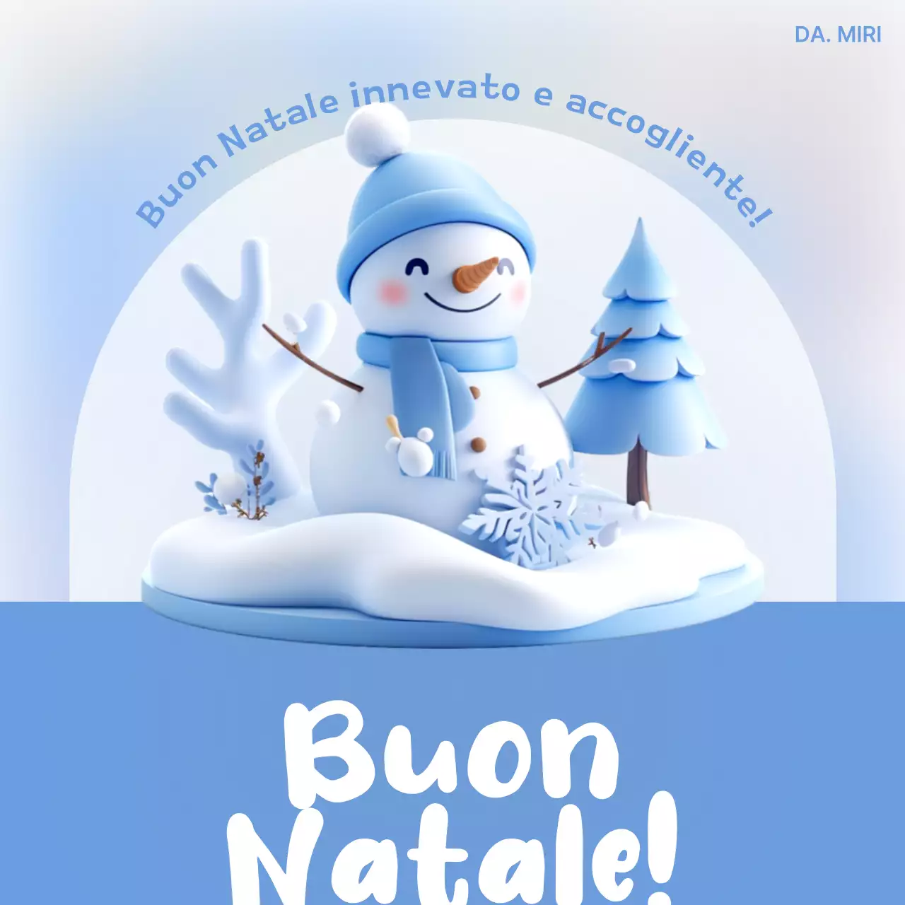 Simpatico biglietto di Natale in azzurro