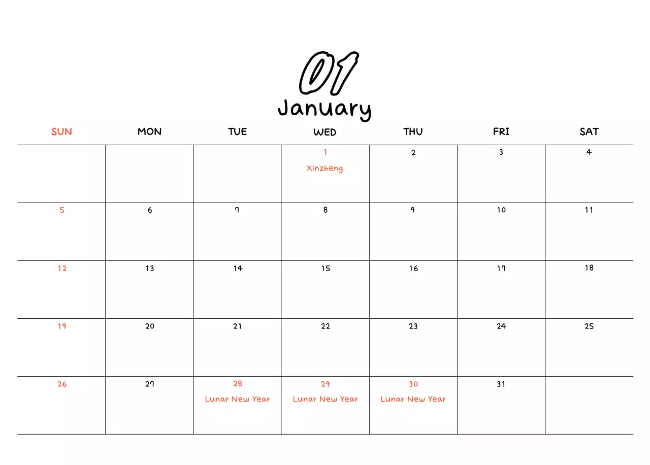 Kalender foto Tahun Baru yang lucu