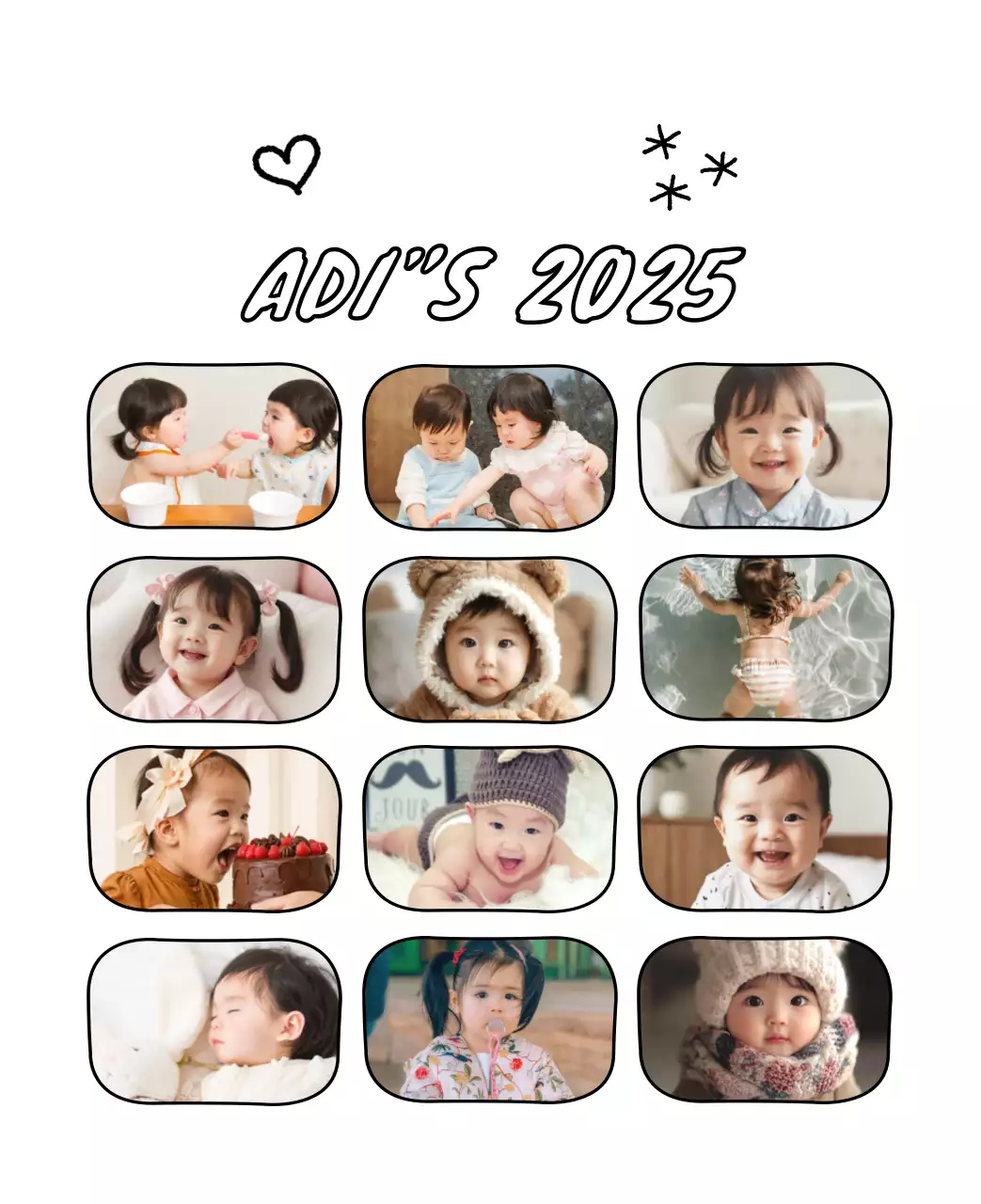 Adorable calendario de Año Nuevo