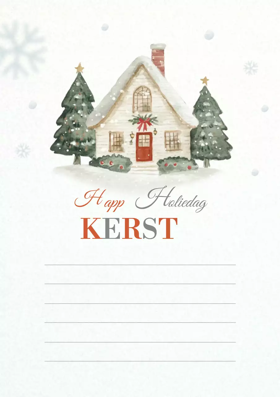 Een eenvoudige kerstkaart in wit