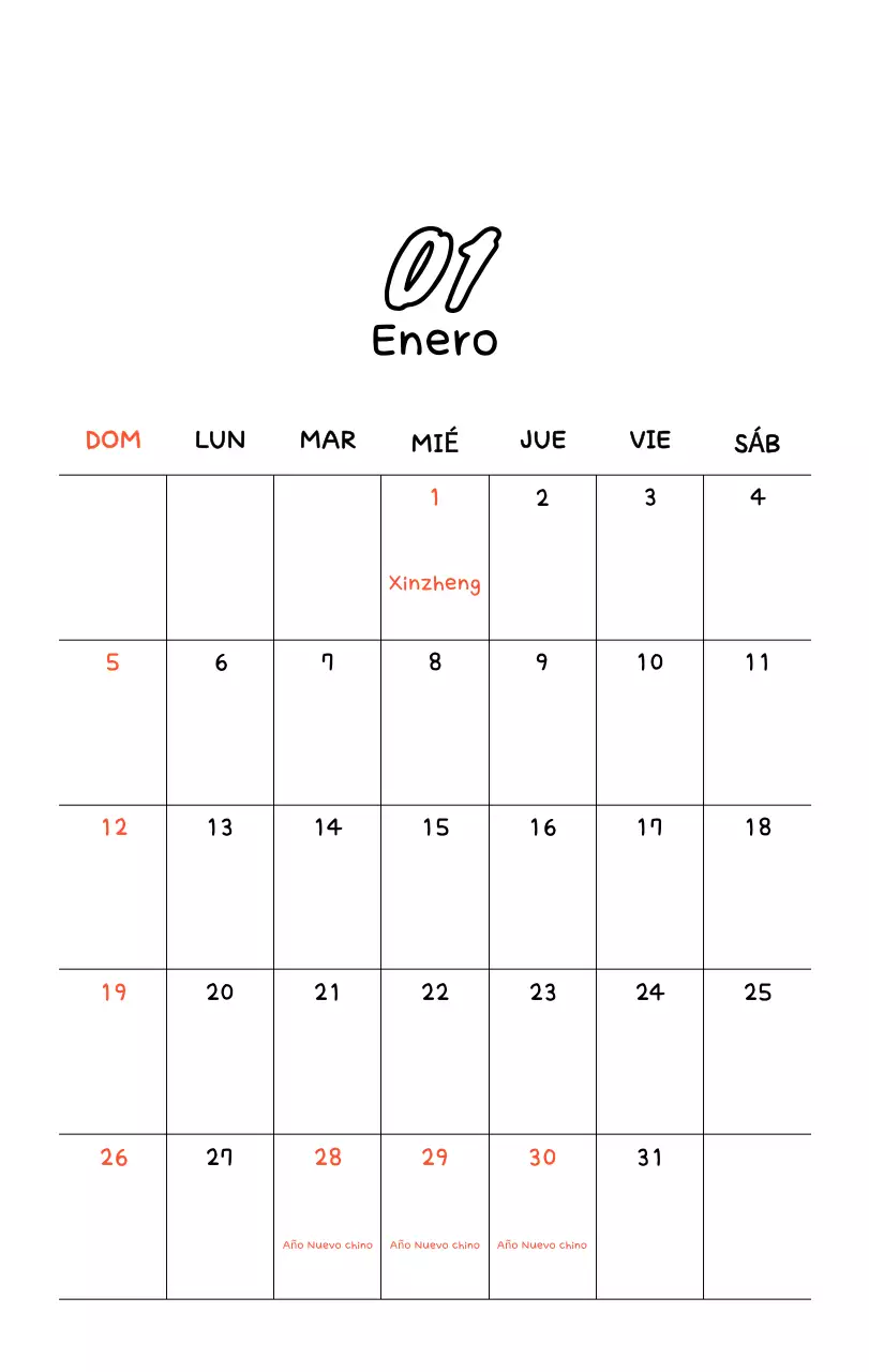 Bonito calendario con fotos de Año Nuevo