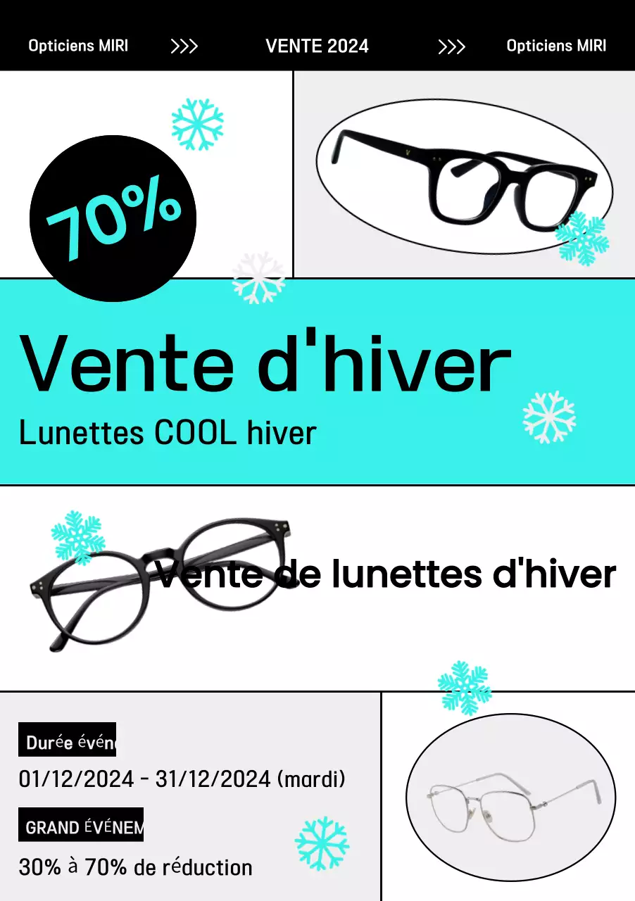 Annonce de vente de lunettes modernes à la menthe