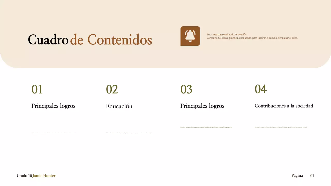 biografía clásica beige para anuncio escolar