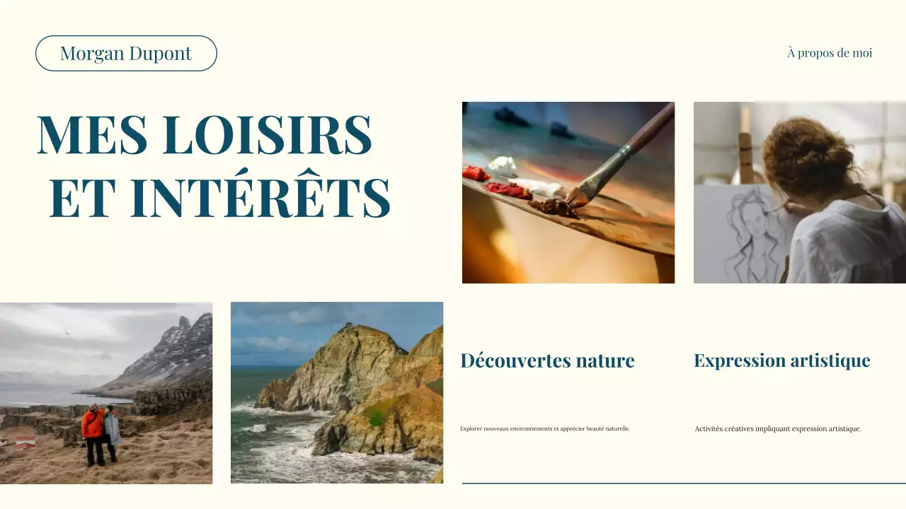 Teal and Beige Modern About Me Introduction